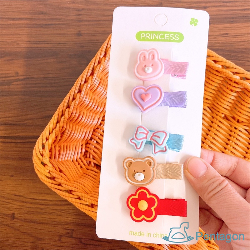 Set 5 Kẹp Tóc Hình Động Vật Hoạt Hình Dễ Thương Cho Bé Gái