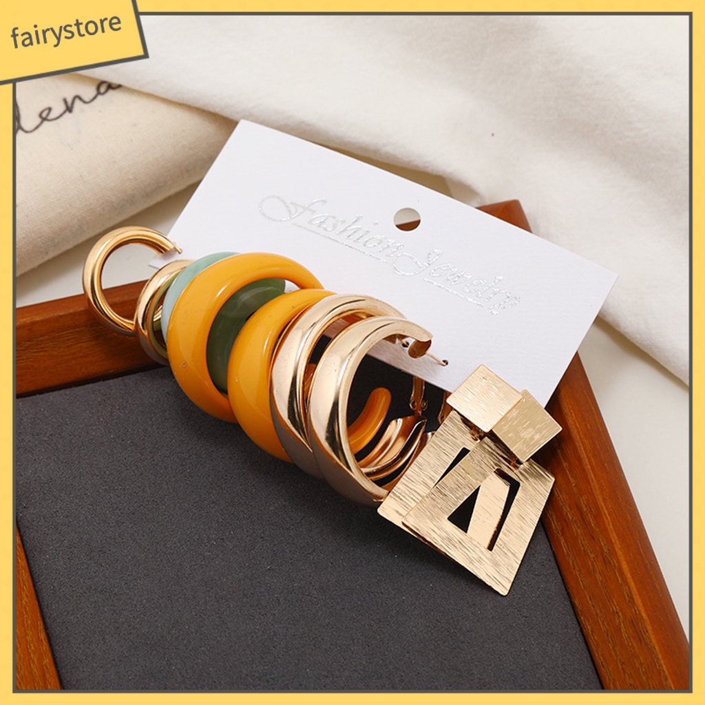 [Fairy1] 5 Đôi Bông Tai Nửa Hình Chữ C Bằng Acrylic Kim Loại Kiểu Dáng Hình Học Tối Giản Thanh Lịch Thời Trang Cho Nữ