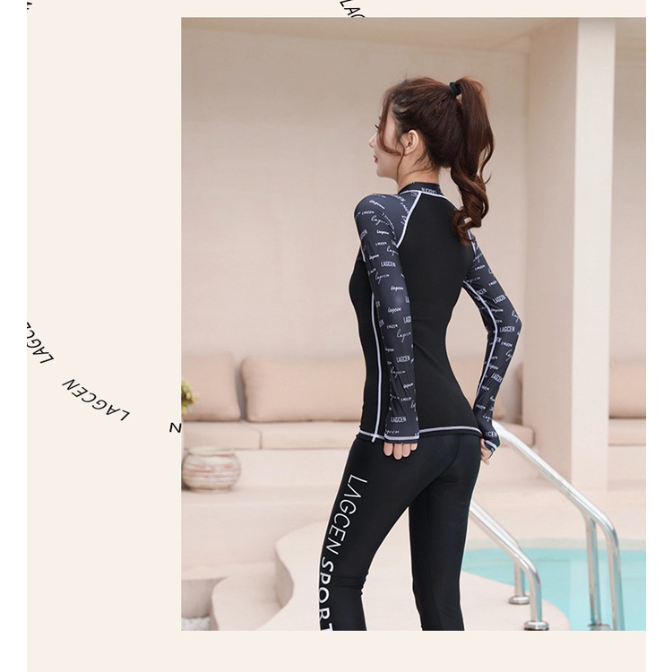 BBB Women’s Split Swimsuits Long-Sleeved Full Body Sunscreen Quick Drying Snorkeling Slimming Surfing Suit