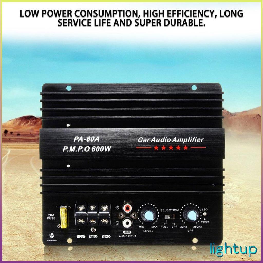 Bộ khuếch đại âm thanh xe hơi công suất cao 12V 600W Loa siêu trầm mạnh mẽ Amp Pa-60A