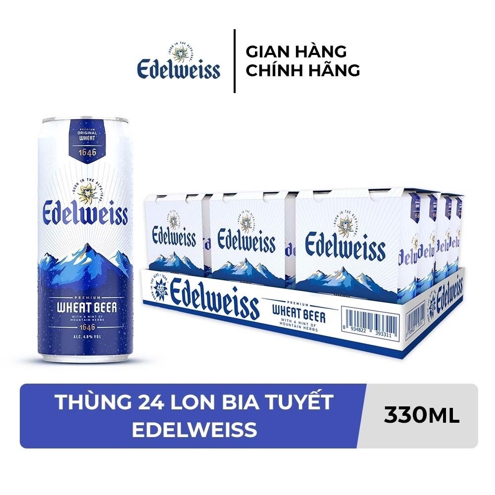 Thùng 24 lon Bia Tuyết - Edelweiss 330ml/lon