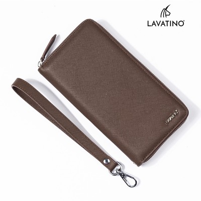 Ví Unisex da Saffiano cao cấp thiết kế khóa kéo basic chính hãng Lavatino [Clutch Lisa - CLB25]