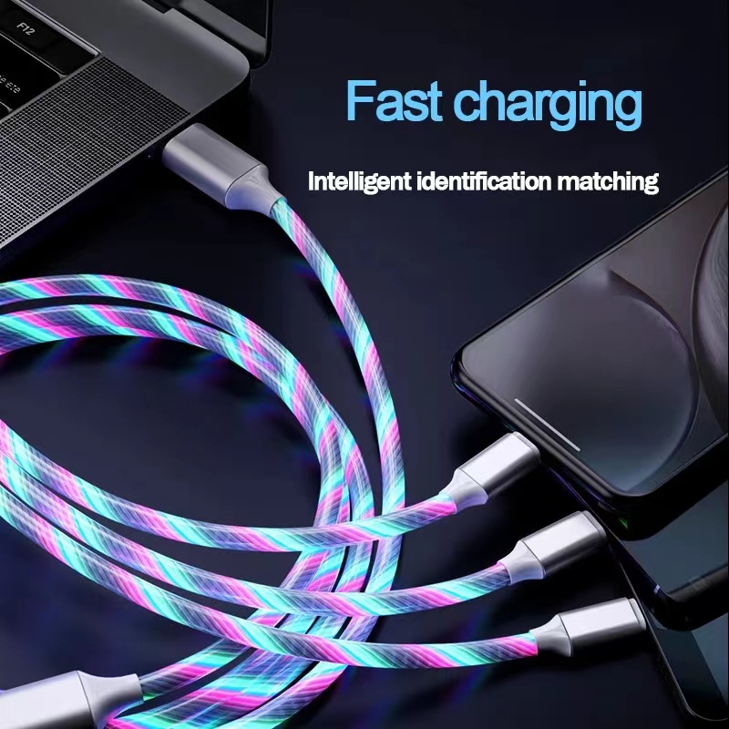 Cáp Sạc Nhanh  3 Trong 1 Phát sáng micro USB type c dây sạc cho samsung oppo