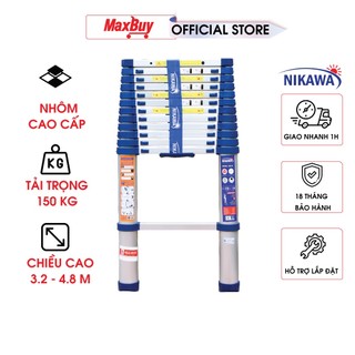 Thang nhôm rút đơn xếp gọn 3,2 - 5m NIKAWA nhập khẩu Nhật Bản bảo hành chính hãng 18 tháng HN, giao hàng thường