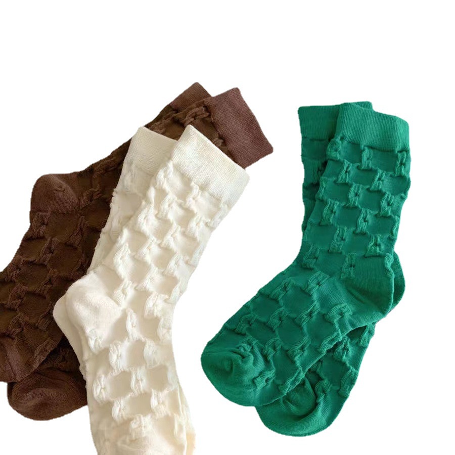 Vớ Dài Trung Bình Màu Trơn Họa Tiết Sọc Caro Thời Trang Xuân Hè Cho Nữ