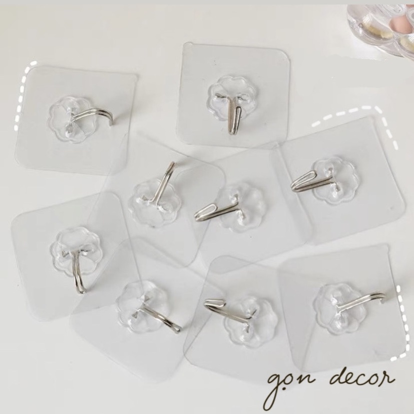 Combo 5 Móc Dán Tường Treo Đồ Trong Suốt - Móc Dính Cường Lực Thần Thánh Siêu Dính Đa Năng