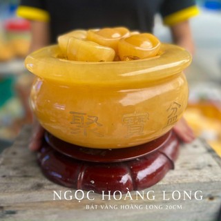 Bát tụ bảo + 10 thỏi vàng, đường kính 20cm - bát tụ bảongọc hoàng long chiêu tài, chiêu lộc