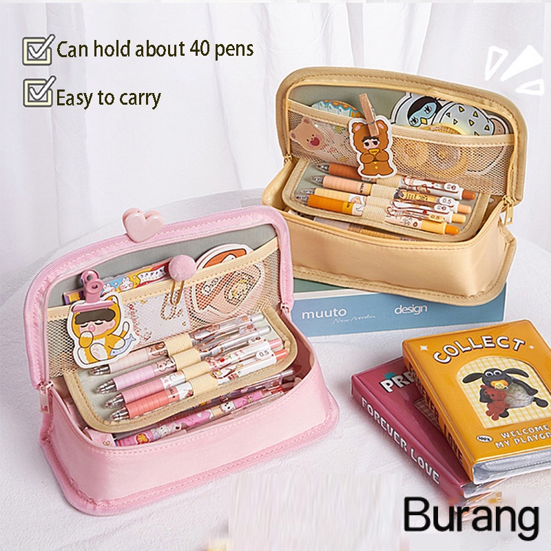 Hộp Đựng Bút Dạng Gập Hình Vuông Sức Chứa Lớn Họa Tiết Hoạt Hình Dễ Thương Cho Học Sinh