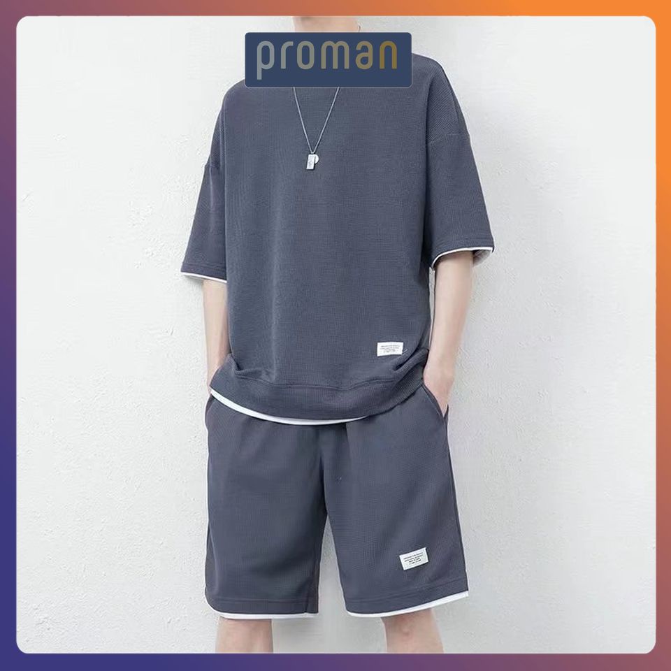 Bộ thể thao nam xốp tổ ong cho phái mạnh, Đồ bộ Nam mặc nhà co giãn thấm mồ hôi (Big size tới 95kg) - BO08 - PROMAN