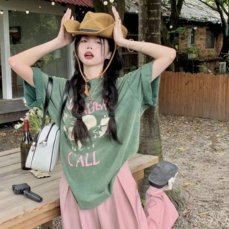 Áo Thun Dáng Rộng Thời Trang Mùa Hè 2023 Phong Cách Mỹ Cho Nữ