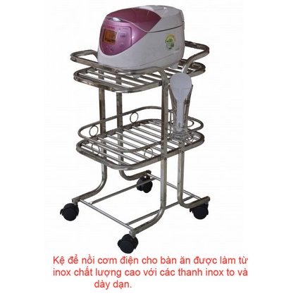 Kệ để nồi cơm điện cho bàn ăn có bánh xe