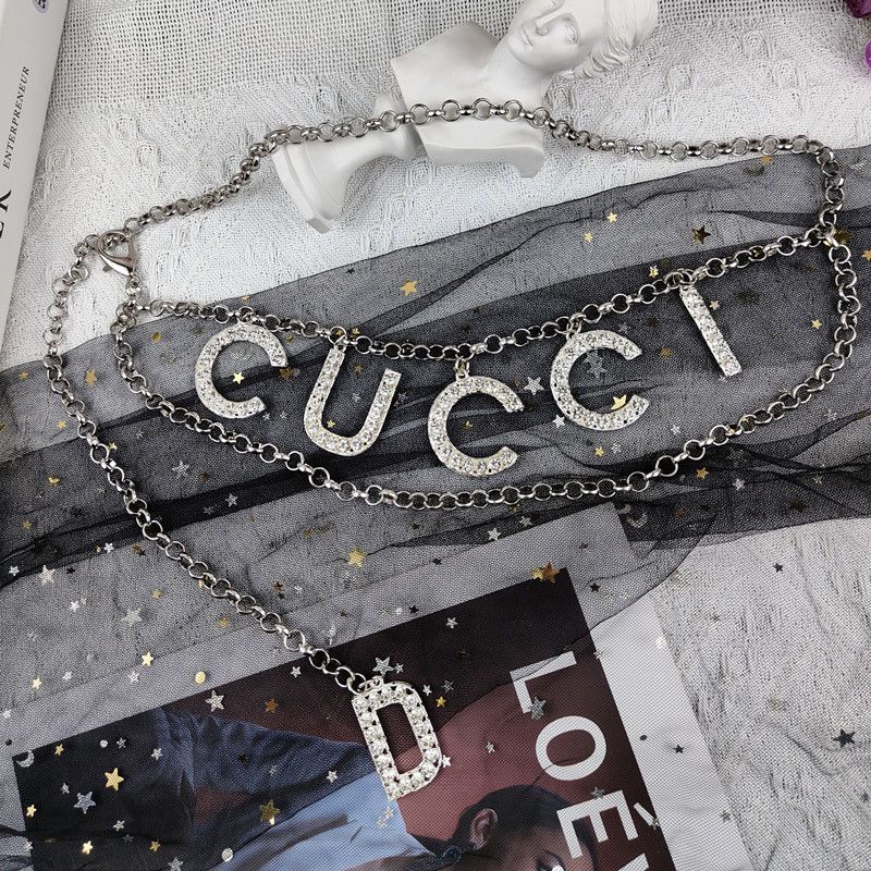 Dây Xích Kim Loại Đeo Thắt Lưng In Chữ Đính Đá Thời Trang Cho Nữ