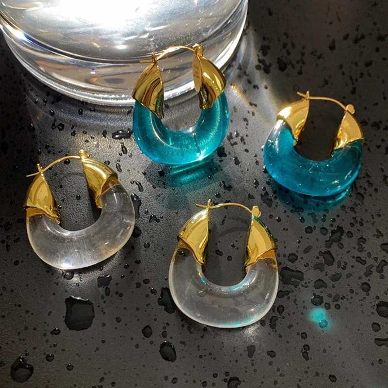 Bông Tai Dạng Vòng Acrylic Cỡ Lớn Phong Cách Vintage Thời Trang Cho Nữ