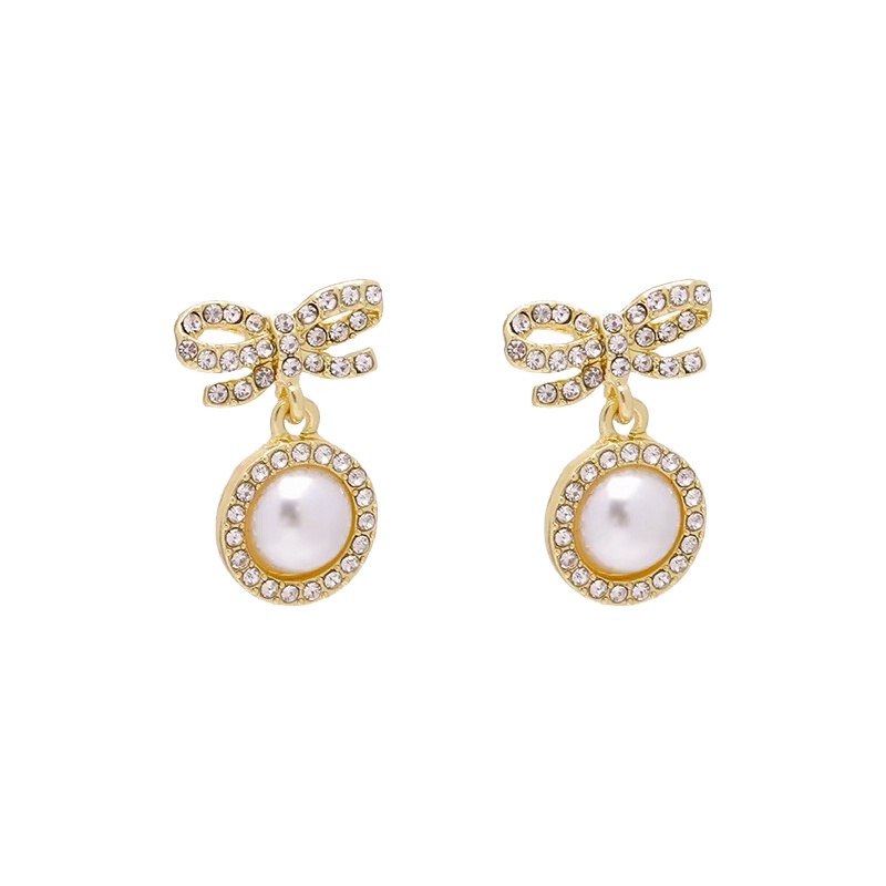 Bông Tai Hình Nơ Đính Ngọc Trai Thời Trang 2023 Dành Cho Nữ