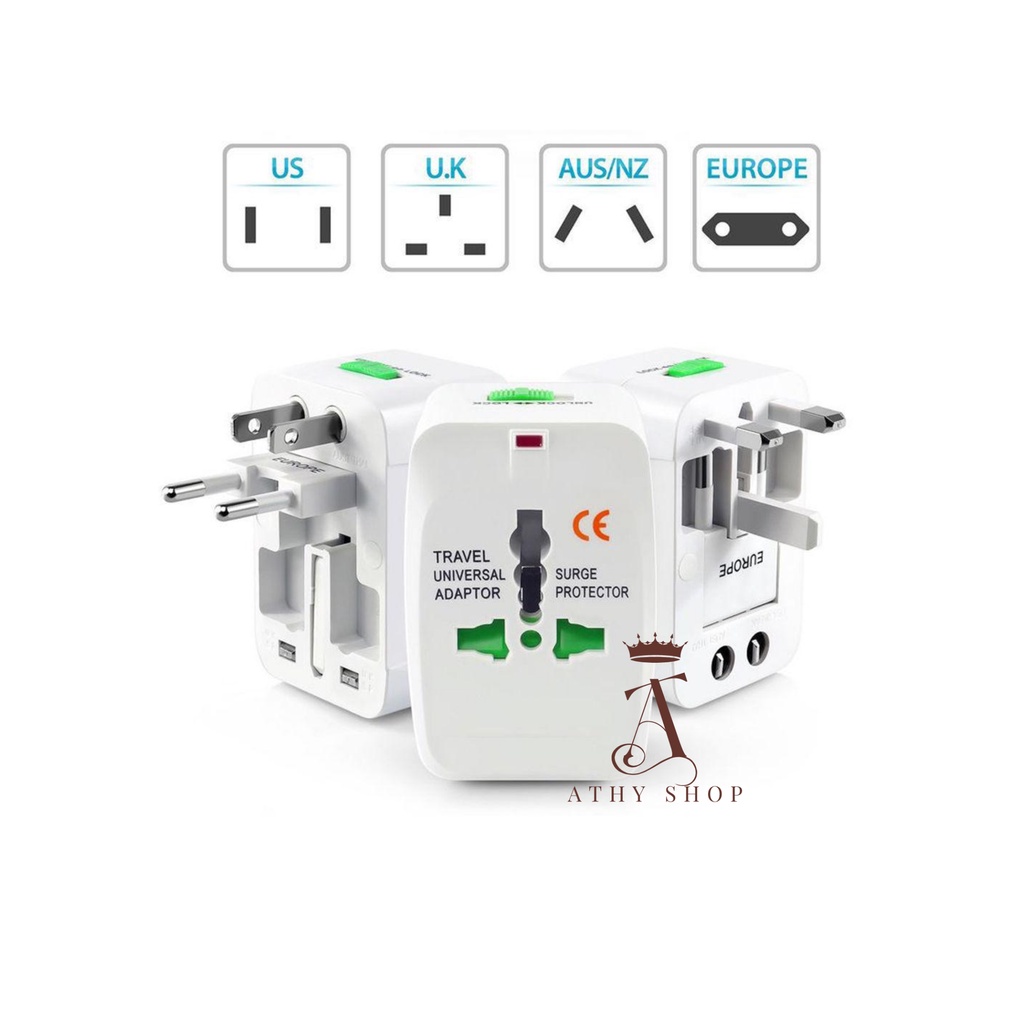 Ổ CẮM ĐIỆN DU LỊCH QUỐC TẾ phích cắm chuyển đổi đa năng nhiều dùng nhiều quốc gia singapore nhật mỹ úc anh thái 2 3 chấu