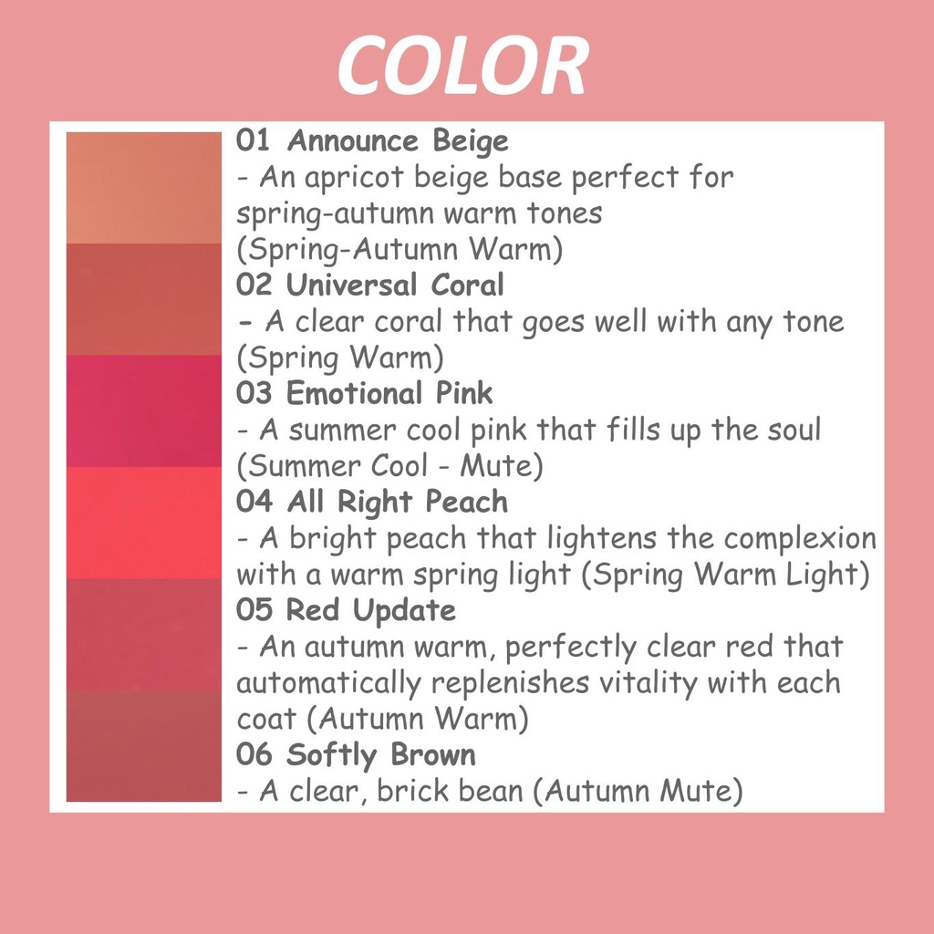 Peripera Water Bare Tint 3.7g #6 Colors