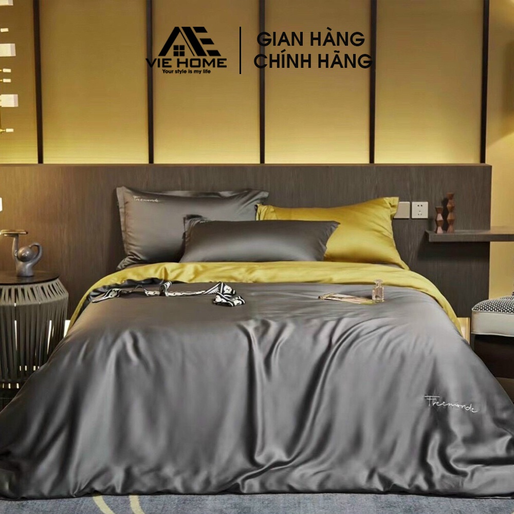 Bộ chăn ga gối Lụa Tencel 80S Freemonde  VIE HOME - Bedding cao cấp full hộp nhập khẩu sang trọng đẳng cấp M6/M8