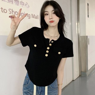 Plus Áo Kiểu Tay Ngắn Cổ Vuông Thiết Kế Lệch Tà Thời Trang Cá Tính Cho Nữ