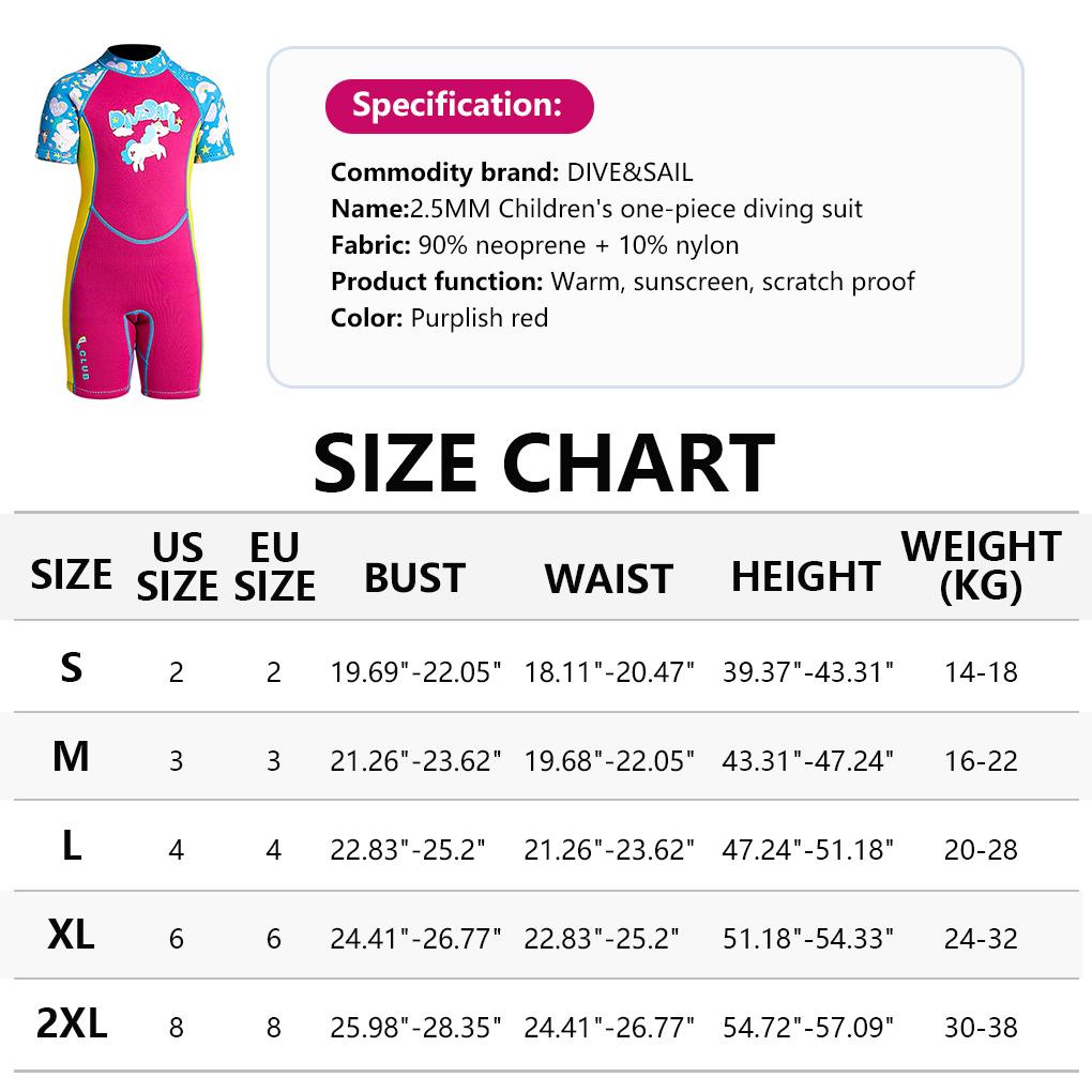 Bộ Đồ Bơi Một Mảnh 2 5MM Tay Ngắn Chống Nắng Giữ Ấm Có Khóa Kéo Sau Lưng Cho Bé Gái