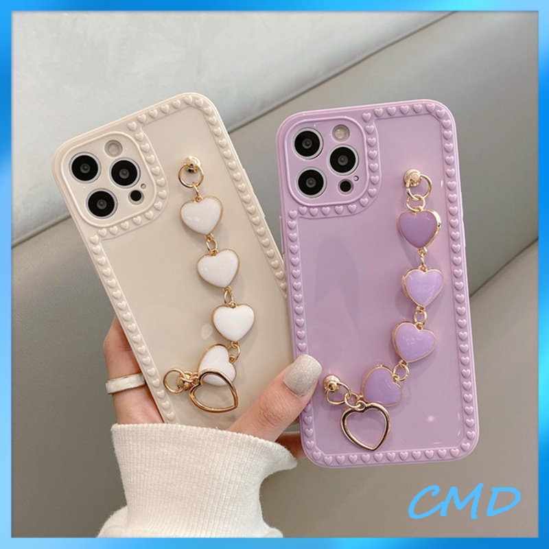 Ốp Lưng phone Vỏ điện thoại màu đồng với dây đeo hình trái tim Cho Iphone 6 / 6S / 6splus / se / 7 / 7plus / 8 / 8plus / X / xs / xsmax / 11 / 12 / 13 / 14 / Plus / pro / pro max-020