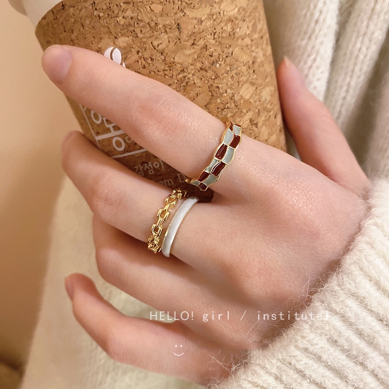 Nhẫn Hình Bàn Cờ Vua Màu Vàng Kim Điều Chỉnh Được Thời Trang Cho Nữ