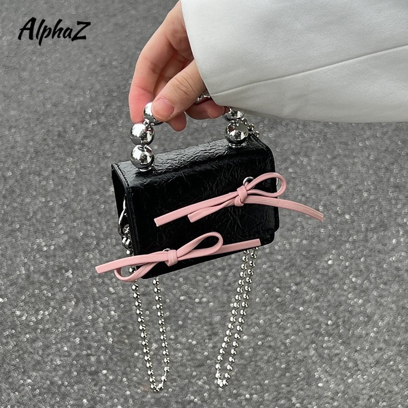 AlphaZ Túi Đeo Chéo Vai Đựng Tai Nghe Đính Nơ Ngọt Ngào Thời Trang Đa Năng Niche