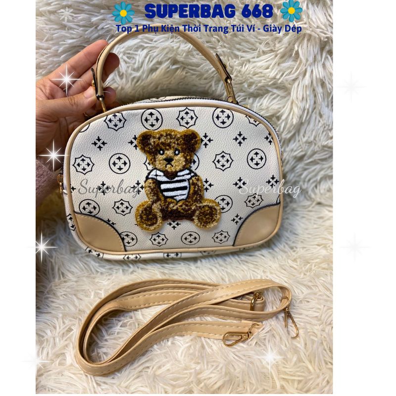 Túi Xách Nữ Thời Trang Đeo Chéo Đeo Vai Họa Tiết Con Gấu Nhung Đẹp SPB 04