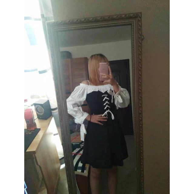 VÁY PHỐI KIỂU TIỂU THƯ DÀI TAY - Hàng Quảng Châu