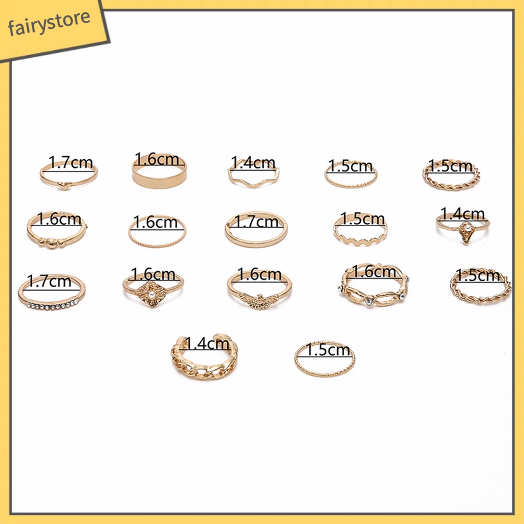 Set 1 / 17 Nhẫn Đeo Khớp Ngón Tay Đính Ngọc Trai Giả Thời Trang Nữ