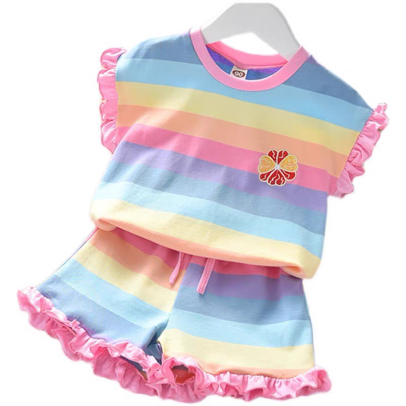 Bộ Đồ Kẻ Ngang Tay Bèo Chất Vải Thun Lạnh Dành Cho Bé Từ 7-17KG