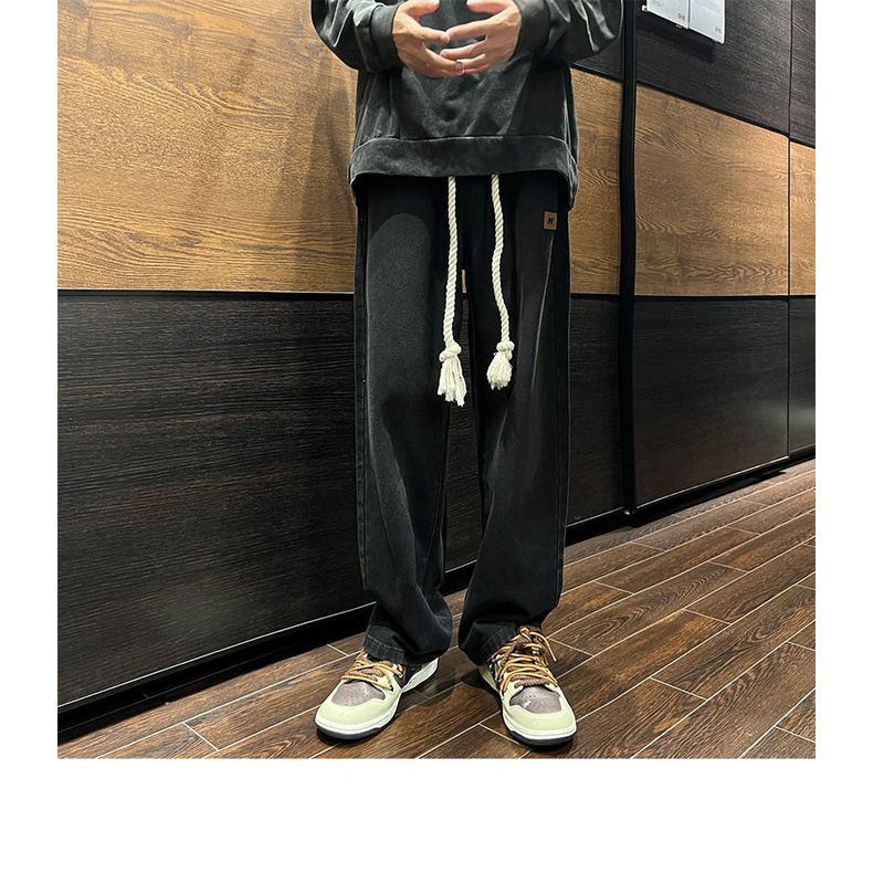 Quần Jeans Dài Lưng Thun Co Giãn Màu Cà Phê Phong Cách Âu Mỹ Thời Trang Cho Nam