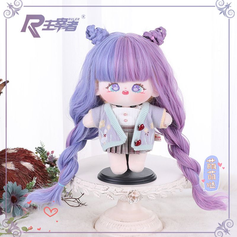 Bộ Tóc Giả Dài 20cm Xoăn Gợn Sóng Bằng Cotton Lụa Nhiệt Độ Cao Màu Sắc Dành Cho Búp Bê