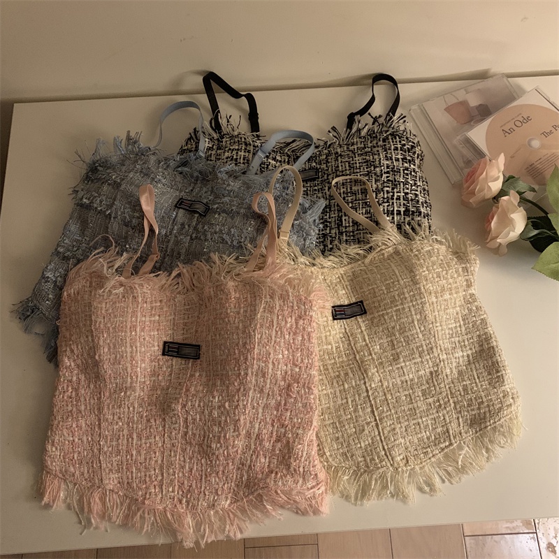 Áo hai dây phối tua rua phong cách Hàn Quốc với 4 màu tùy chọn