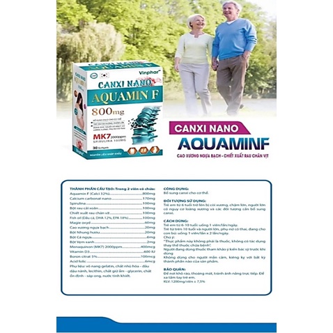 Canxi AquaminF800mg Cao ngựa bạch,bổ sungCanxi tảo biển đỏ Phát triển hệ xương ,còi xương trẻ,ngừa loãng xương người già