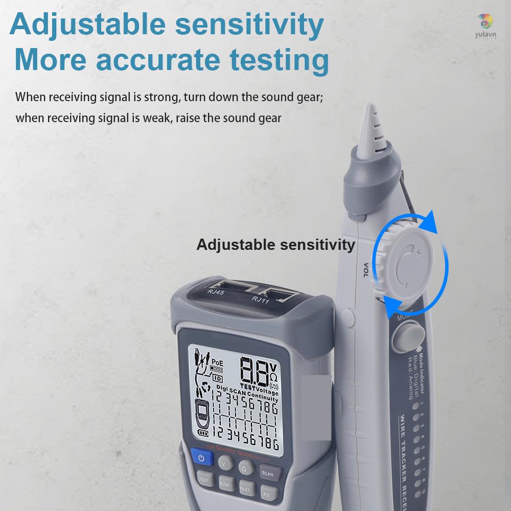 (yulavn) Dụng Cụ Kiểm Tra Cáp Mạng Cầm Tay Màn Hình LCD Kỹ Thuật Số Theo Dõi Điện Áp Phân Cực Cho Pin Kiểm Tra Cáp Đa Năng