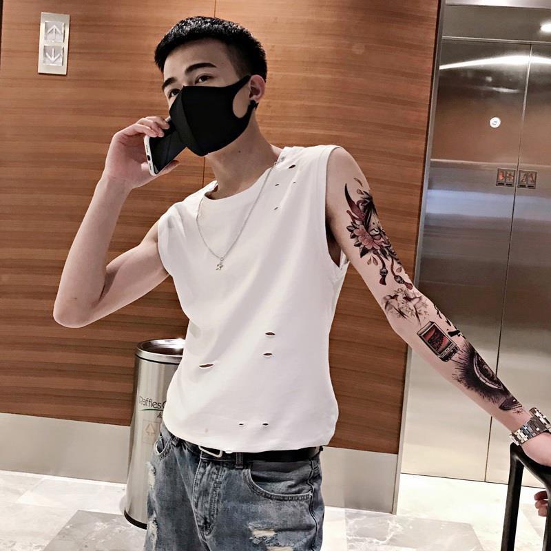 Áo Thun Ba Lỗ Rách Lỗ Thời Trang Mùa Hè Cho Nam