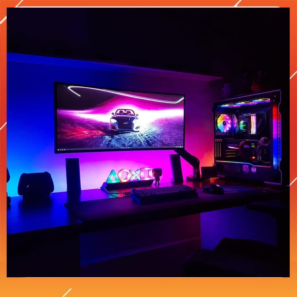 Led digital rainbow trang trí bàn làm việc máy tính