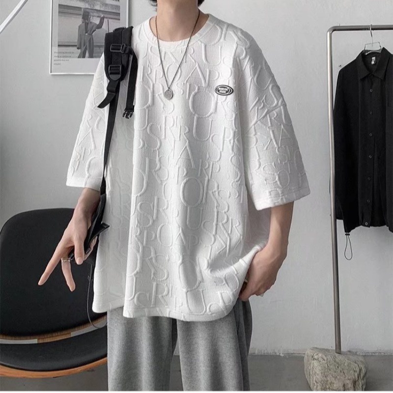 Áo Thun Tay Ngắn Cổ Tròn Dáng Rộng Thời Trang Mùa Hè Hong Kong 2023 Cho Nam