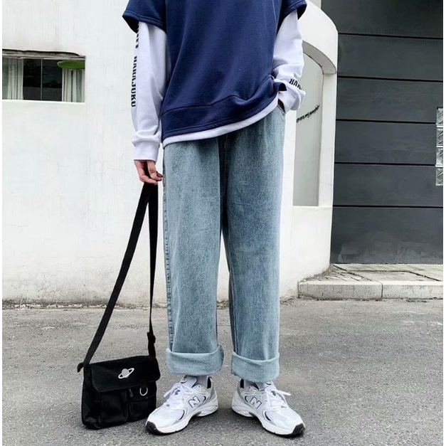 Quần jean dài dáng rộng thời trang Quần jean nam baggy phong cách Hàn Quốc thời trang thể thao giản dị unisex  jeans