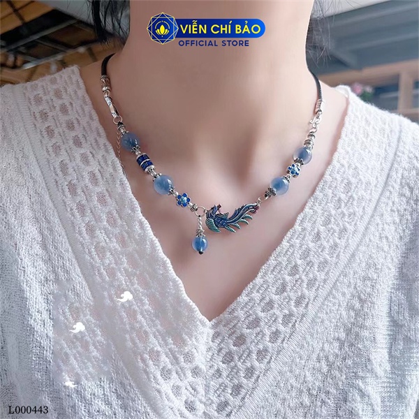 Vòng tay/Vòng cổ khổng tước mix đá xanh chất liệu bạc Thái 925 thời trang phụ kiện trang sức Viễn Chí Bảo L000443