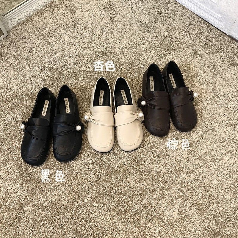 Giày ulzzang thắt nơ đính hạt ba màu (ảnh thật ở cuối) - Hàng Quảng Châu