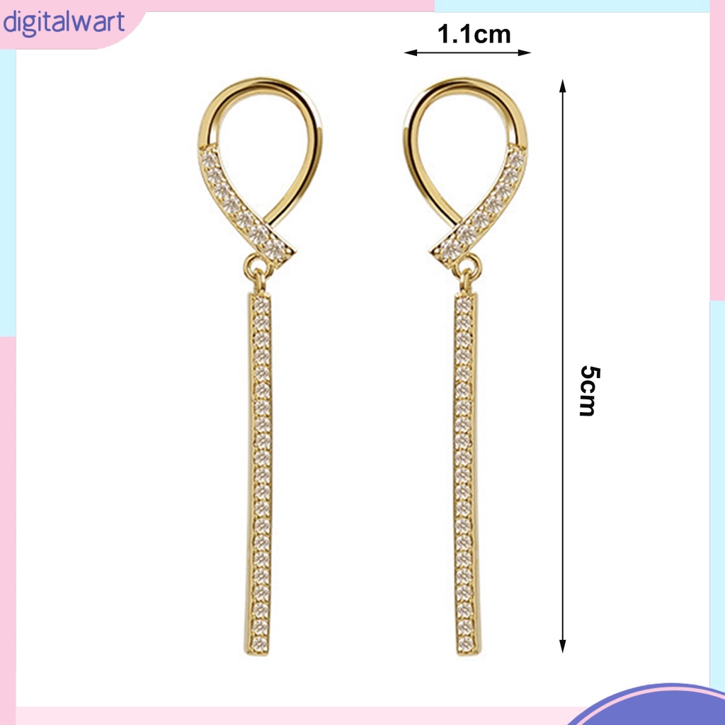 1 Đôi Bông Tai Dáng Dài Đính Đá Lấp Lánh Thời Trang Cho Nữ