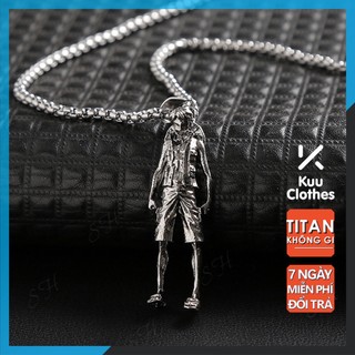 Dây Chuyền One Piece Luffy Kuu Clothes Màu Bạc - Mặt Vòng Cổ Nhân Vật Hoạt Hình Anime Luffy Thép Titan Không Gỉ
