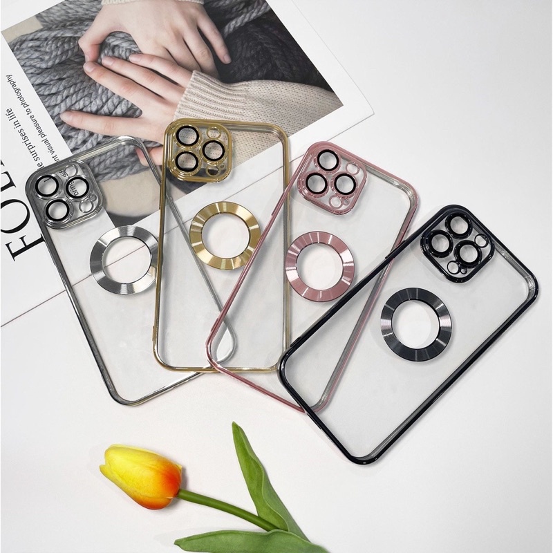 Ốp điện thoại iphone hở táo viền xi cạnh vuông mạ màu bảo vệ camera11 12 13 14 pro max promax 7plus 8plus x xsmax