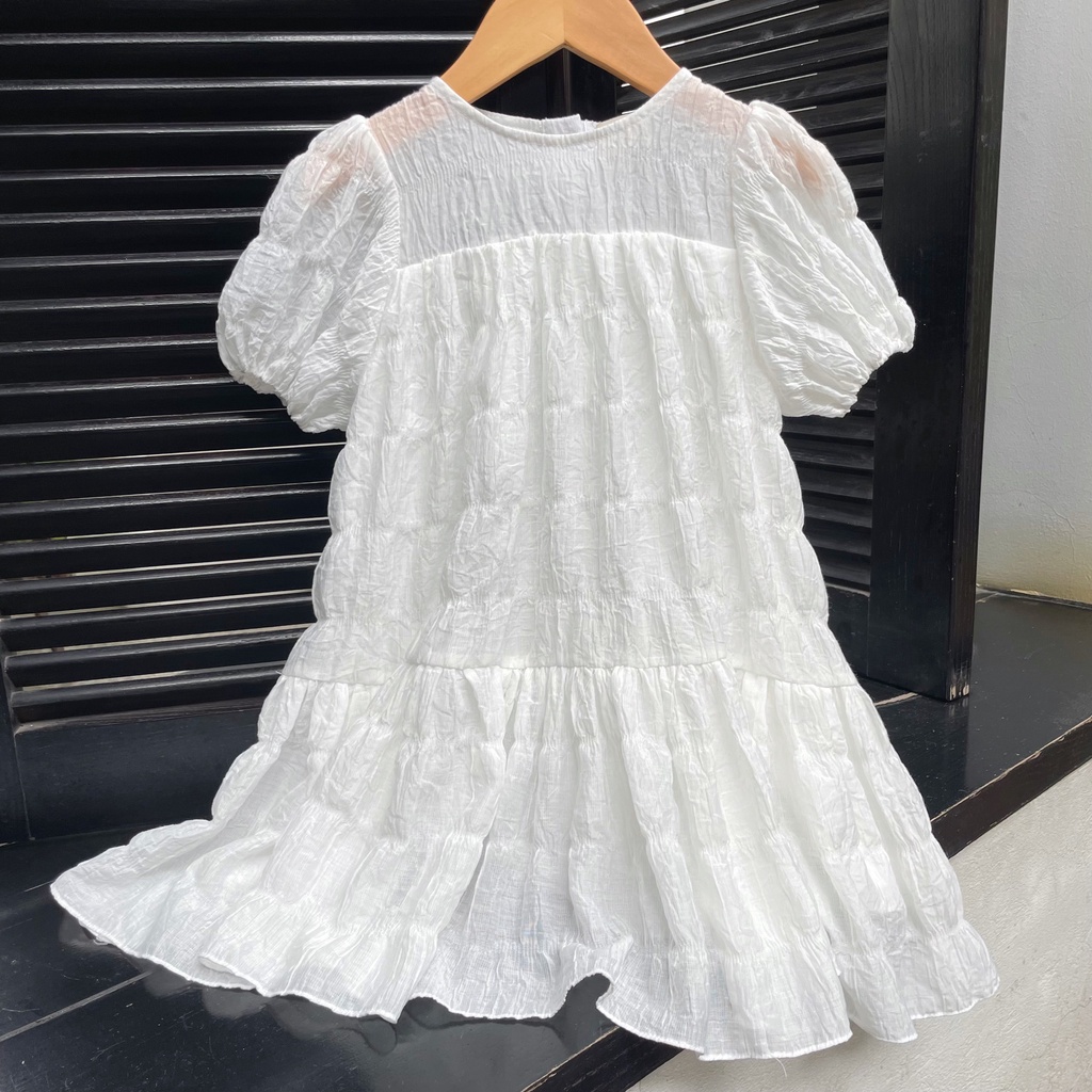 Váy Babydoll Maxi Vải Nhún Có Lớp Lót Siêu Xinh Cho Bé Gái Đi Chơi Đi Biển