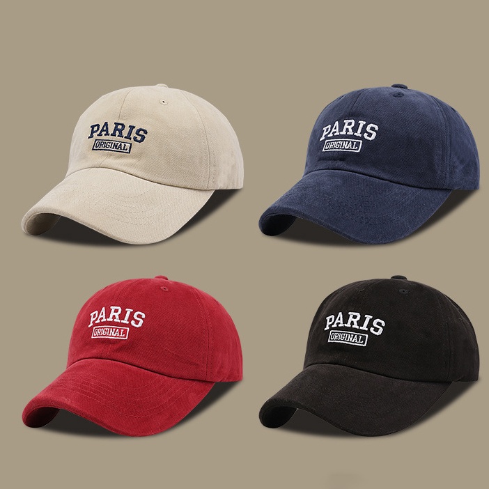 LINJW Mũ Lưỡi Trai Cotton Màu Trơn Thêu Chữ Thời Trang Unisex 2023