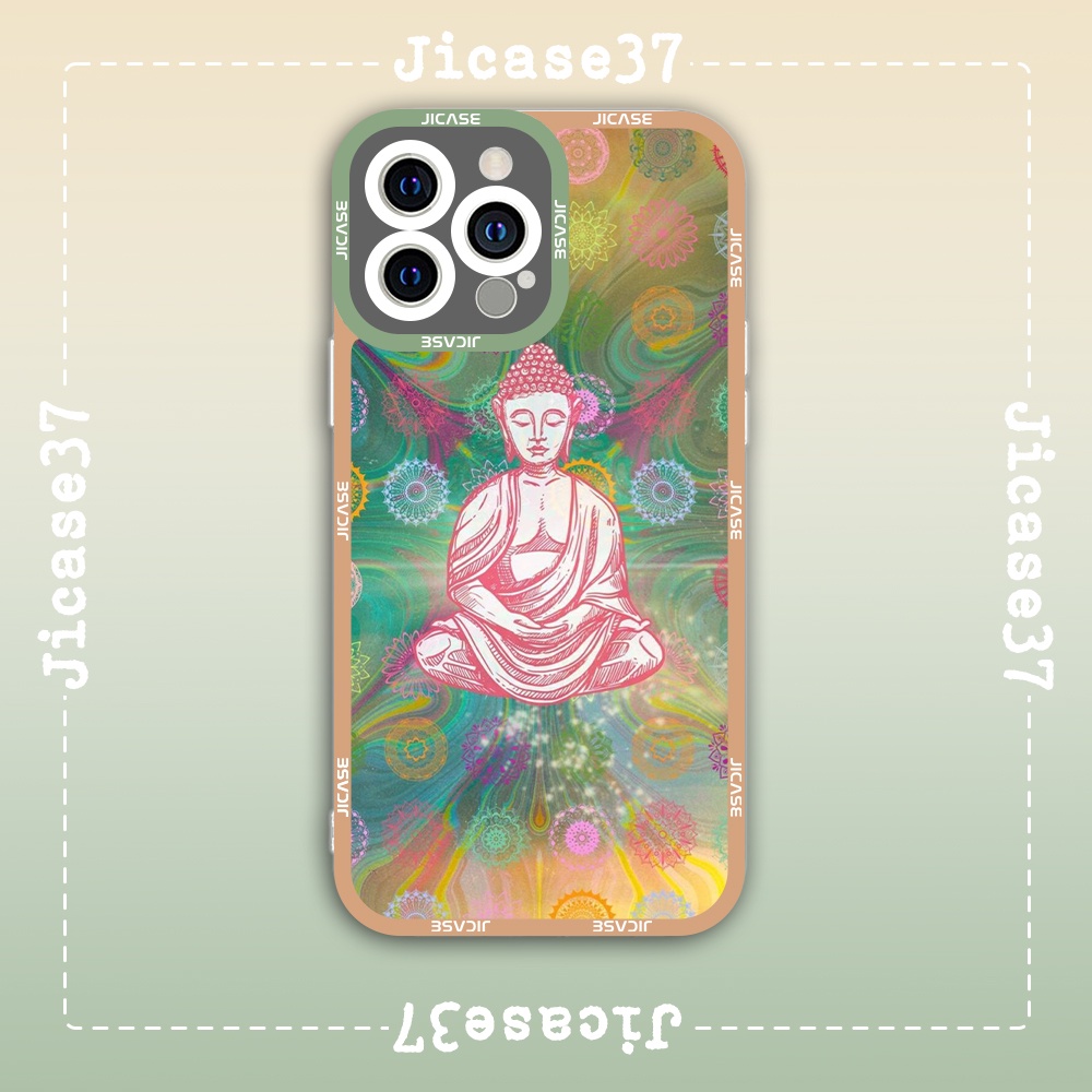 Ốp lưng iphone samsung xiaomi oppo cạnh vuông Jicase JMcase Buddha Hoạ Tiết Mandala Aesthetic