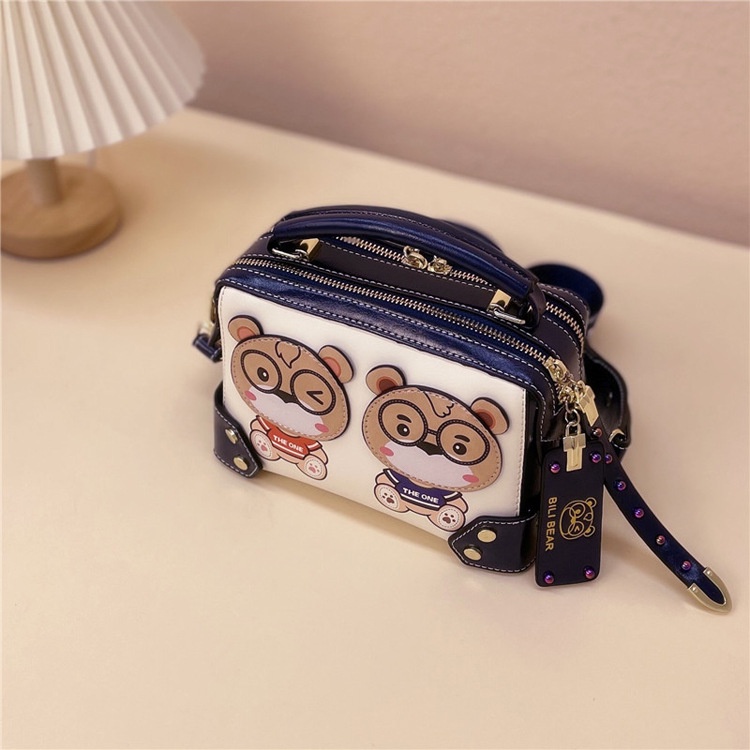 "BillBear" Túi Xách Đeo Vai Boston Hình Vuông Nhỏ Nhắn Tương Phản Hình Gấu Mới