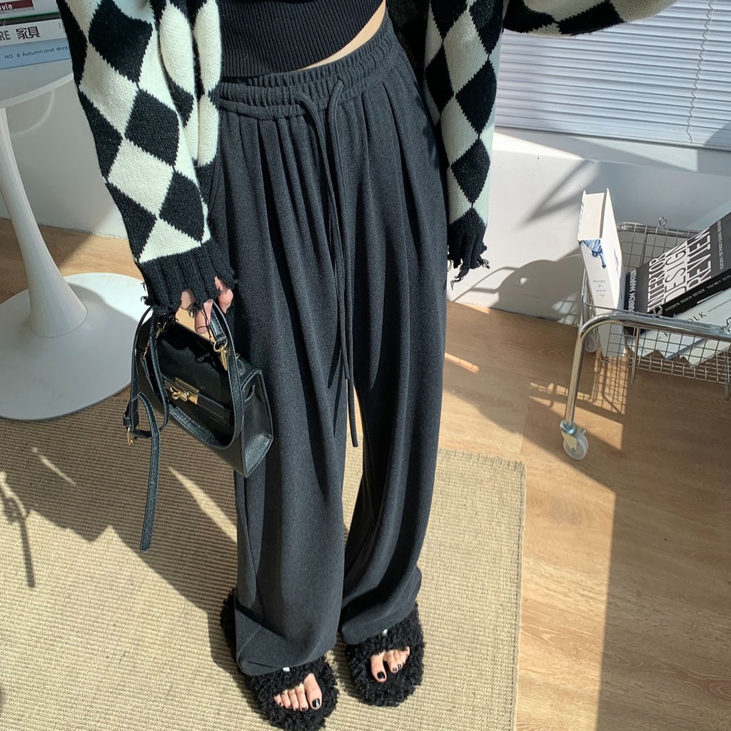 SUXI Quần ống rộng Lưng Cao Thiết Kế Đơn Giản Thời Trang Cho Nữ