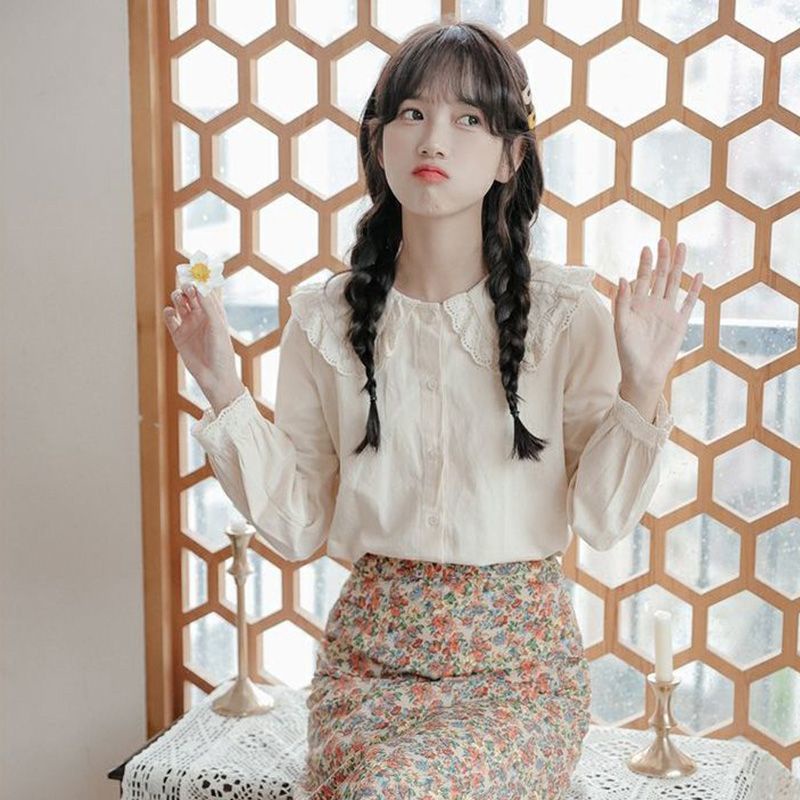 Áo Sơ Mi Tay Dài Phong Cách Nhật Bản Ngọt Ngào Mẫu Mới 2023